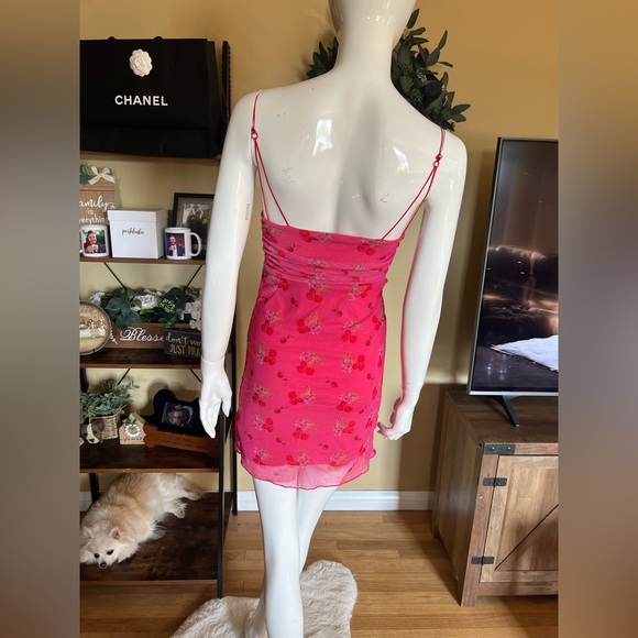 NWT Urban Outfitters Women’s Pink Cherry Print Mini Dress SZ S💗🍒 - Picture 9 of 14